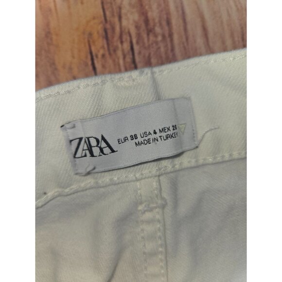 Zara Womens Ivory Cotton Relaxed Jeans 24 (26x30.75) New without Tags NWOT - Picture 5 of 9